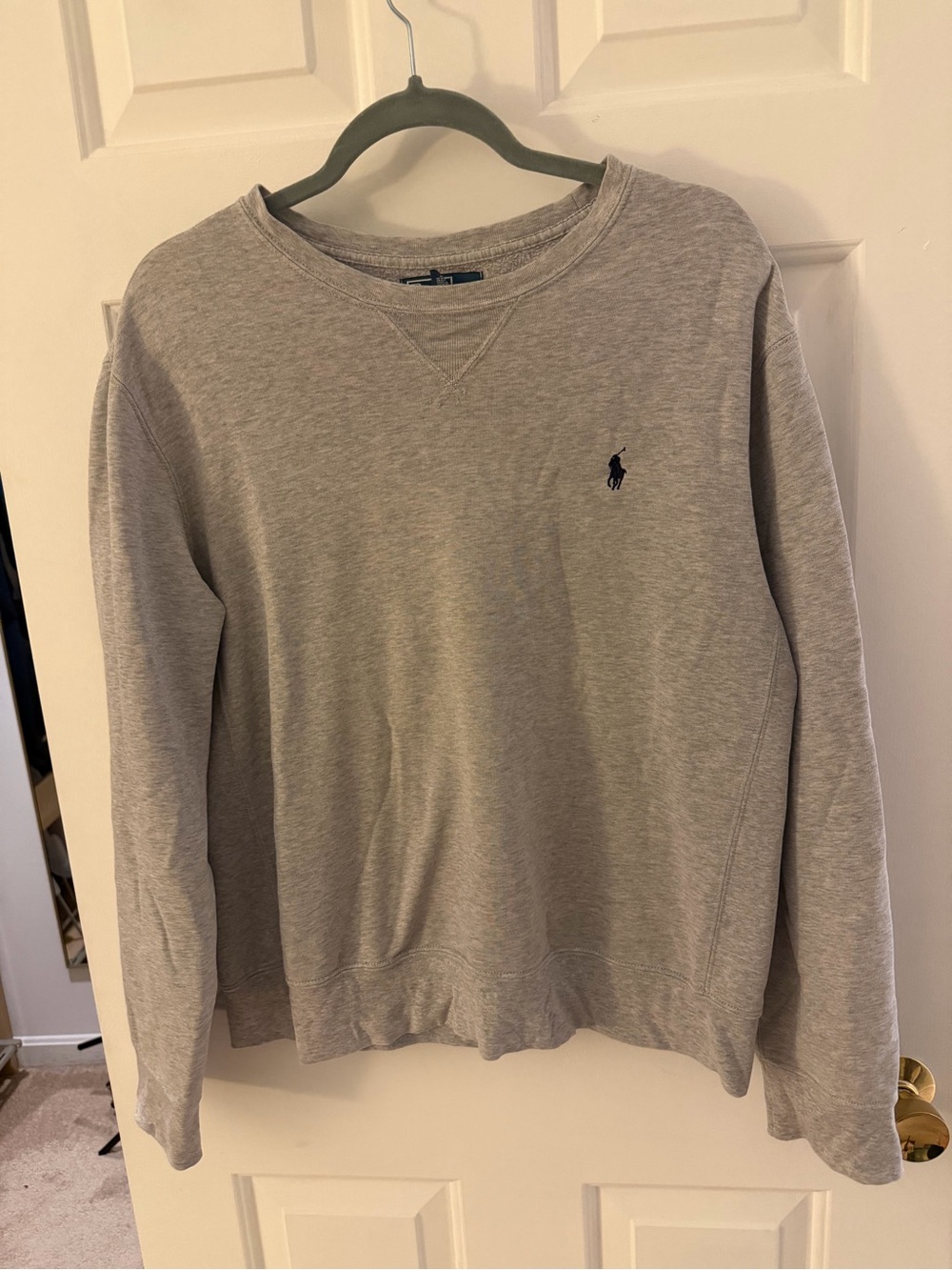 Polo Ralph Lauren Gray Crewneck Sweatshirt L Embroidered Pony Preppy